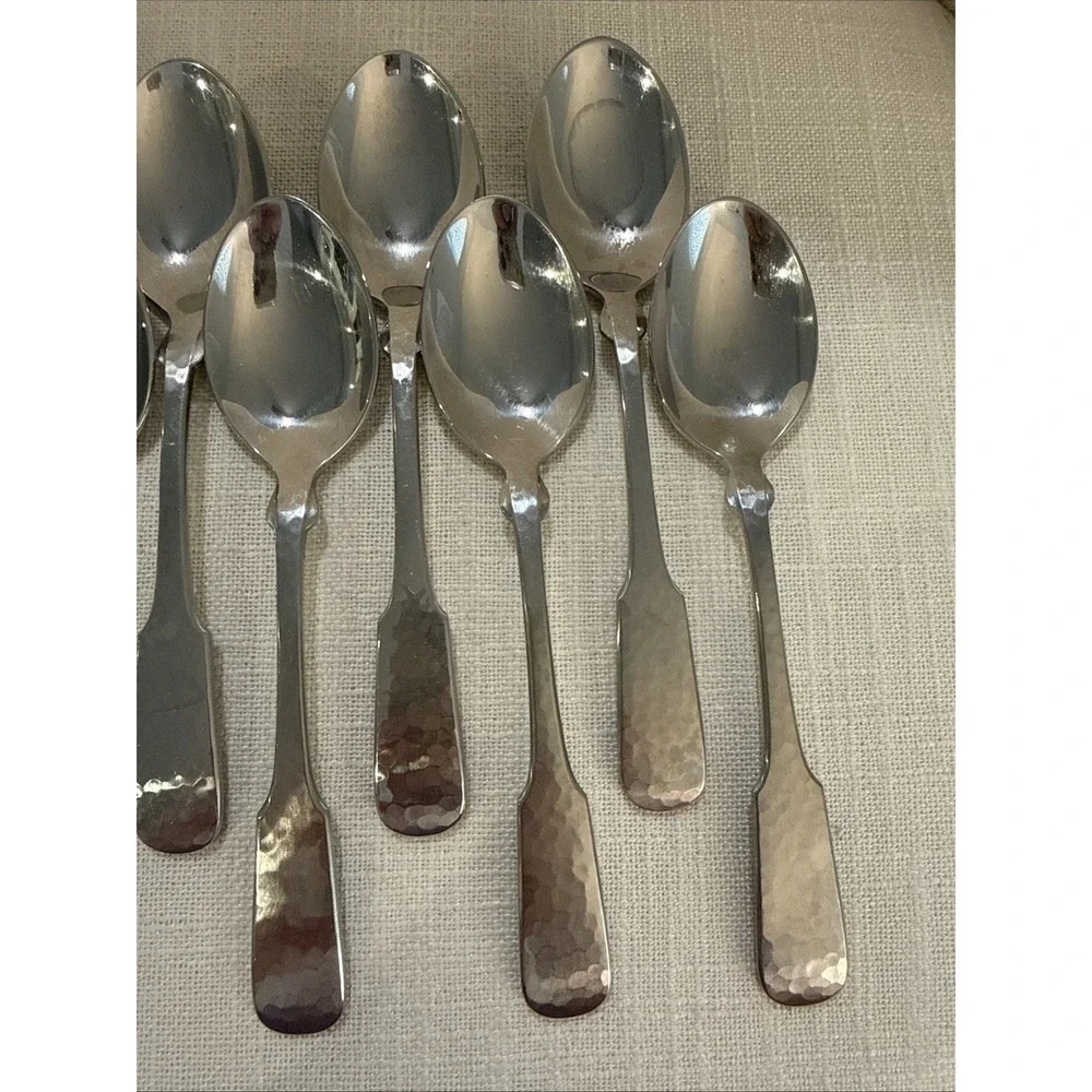 9 - Towle HAMMERSMITH‎ Glossy 18/8 Stainless Germany Flatware Oval Soup Spoons